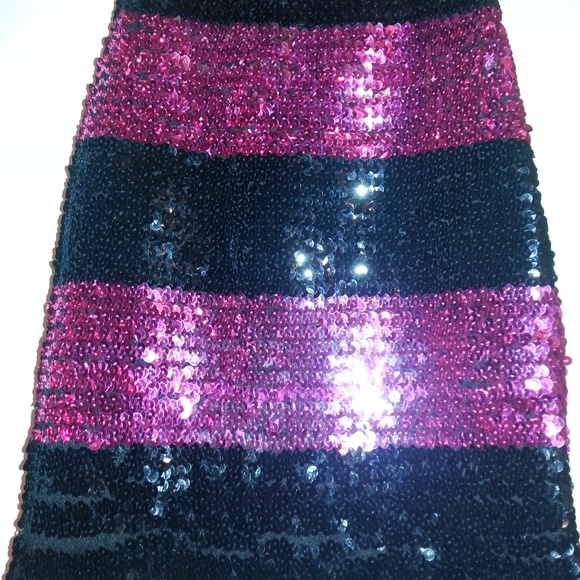 XXI mini skirt black Purple magenta stripe metallc - Picture 2 of 8